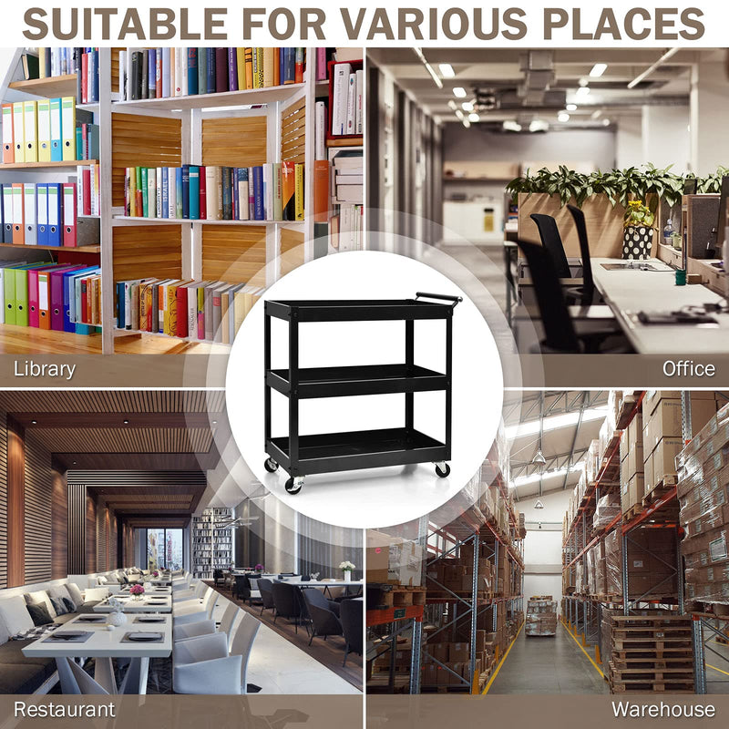 Load image into Gallery viewer, 3-Tier Utility Cart, Heavy Duty Commercial Service Tool Cart w/Lockable Wheels - GoplusUS
