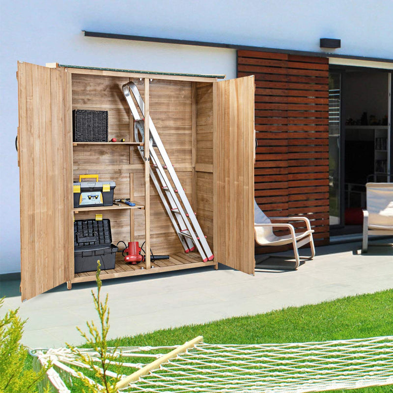 Load image into Gallery viewer, Outdoor Storage Shed, Fir Wood Cabinet for Garden Yard, Lockable Doors - GoplusUS
