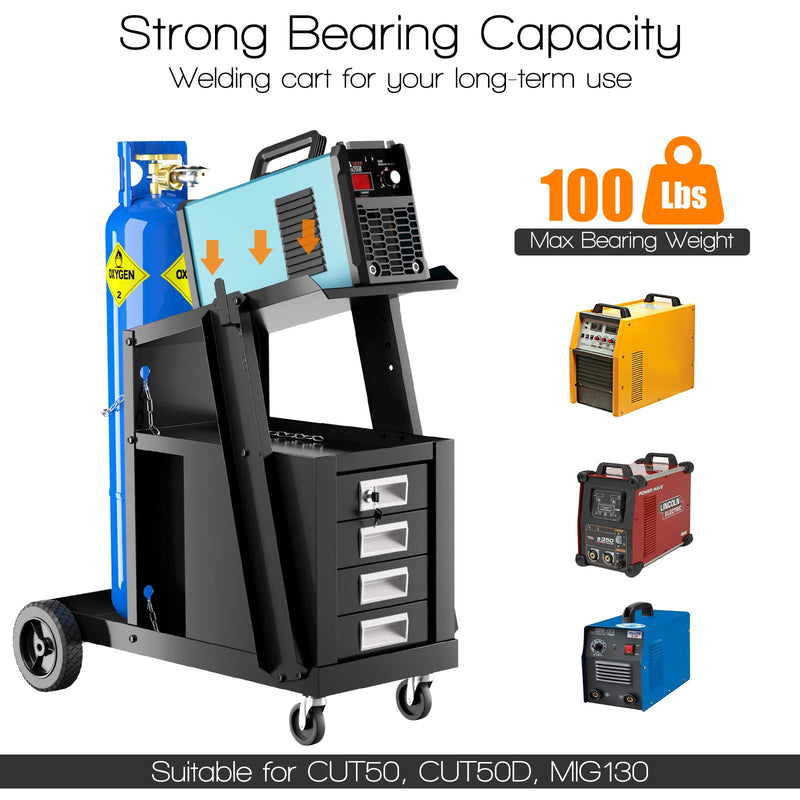 Load image into Gallery viewer, Welder Cart, MIG TIG ARC Welding Plasma Cutter Tank Storage
