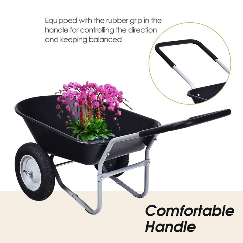 Load image into Gallery viewer, Goplus Dual Wheel Wheelbarrow, Heavy Duty Garden Cart, 330 lbs Capacity Utility Cart - GoplusUS

