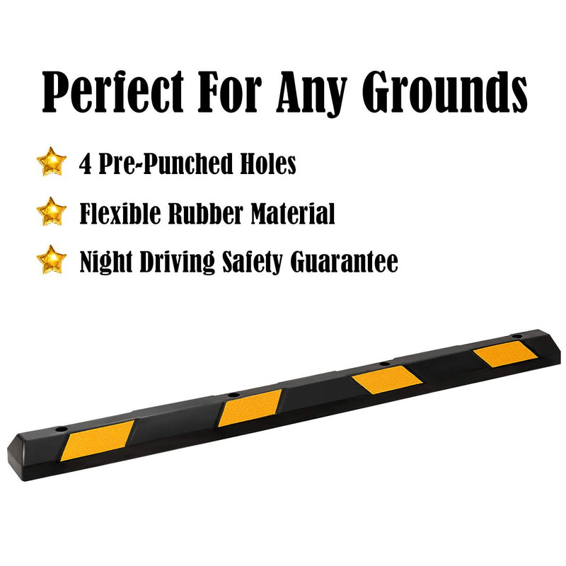 Load image into Gallery viewer, Goplus Rubber Parking Curb, 72&quot; Heavy Duty Packing Block Parking Target with 8 High Reflective Yellow Safety Stripes - GoplusUS
