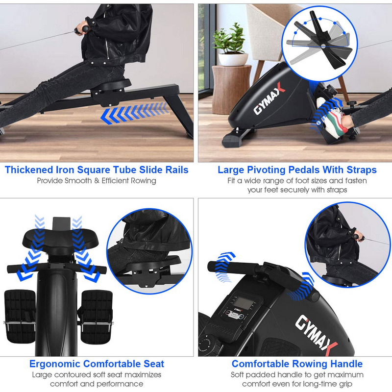 Load image into Gallery viewer, Goplus Magnetic Rowing Machine, Foldable Rower with 10-Level Tension Resistance System (Black) - GoplusUS
