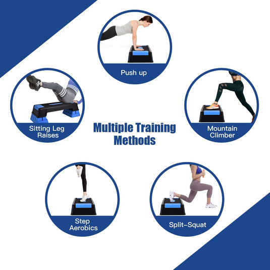 30'' Aerobic Stepper with Risers, 5 x 7 x 9 Levels Height Adjustable - GoplusUS