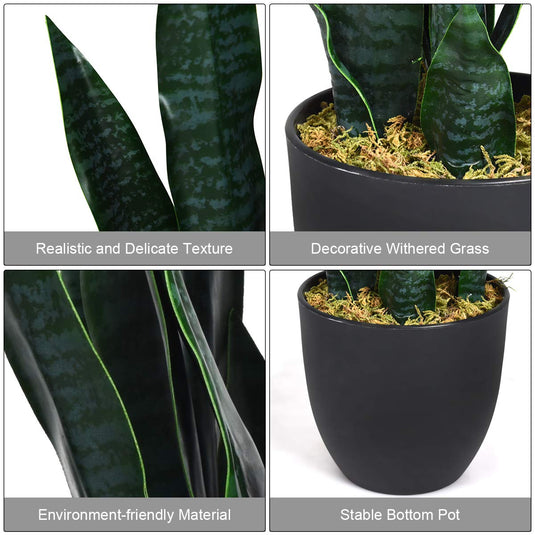 snake grass artificial plant Artificial Snake Plant, 36" Fake Sansevieria – Goplusus.com