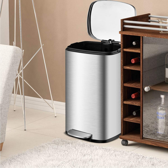 Goplus 50 Liter / 13.2 Gallon Stainless Steel Step Trash Can - GoplusUS