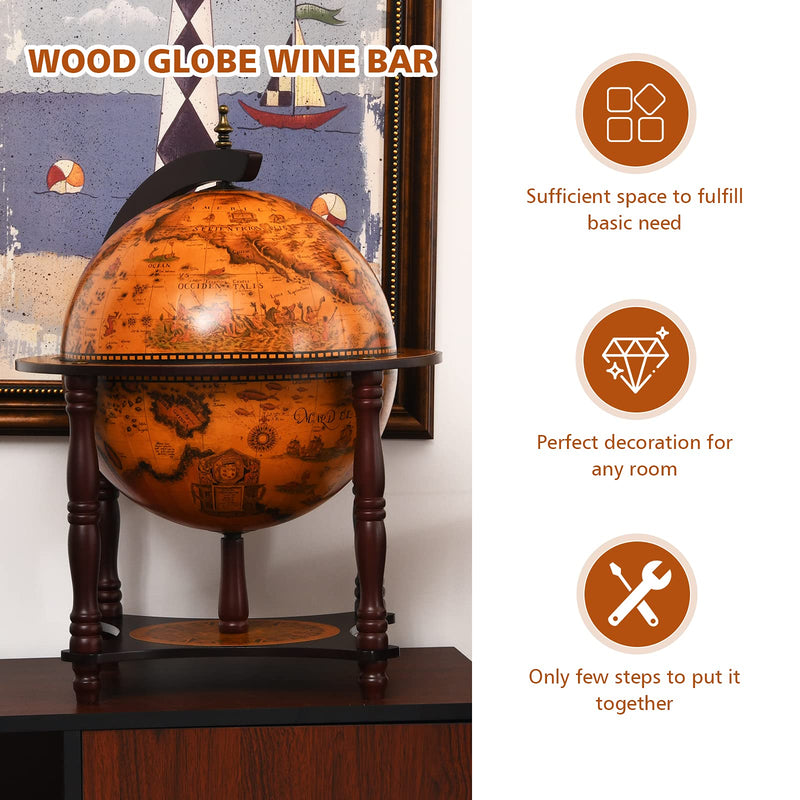 Load image into Gallery viewer, Tabletop 13&quot; Globe Wine Bar Stand, 16th Century Italian Nautical Chart Liquor Cabinet
