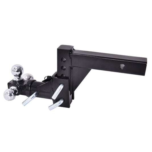 Triple Ball Swivel Adjustable Drop Turn Trailer Tow Hitch Mount for 2" Receiver