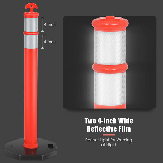 45" Delineator Post Cone, 6 Pack Traffic Cone Safety Barrier with 4" Reflective Collars - GoplusUS