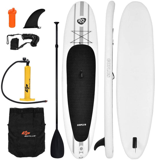 Inflatable 10'  StandUp Paddle Board Package w/ Leash Fin Adjustable Paddle Pump Kit Carry Backpack, 6" Thick - GoplusUS