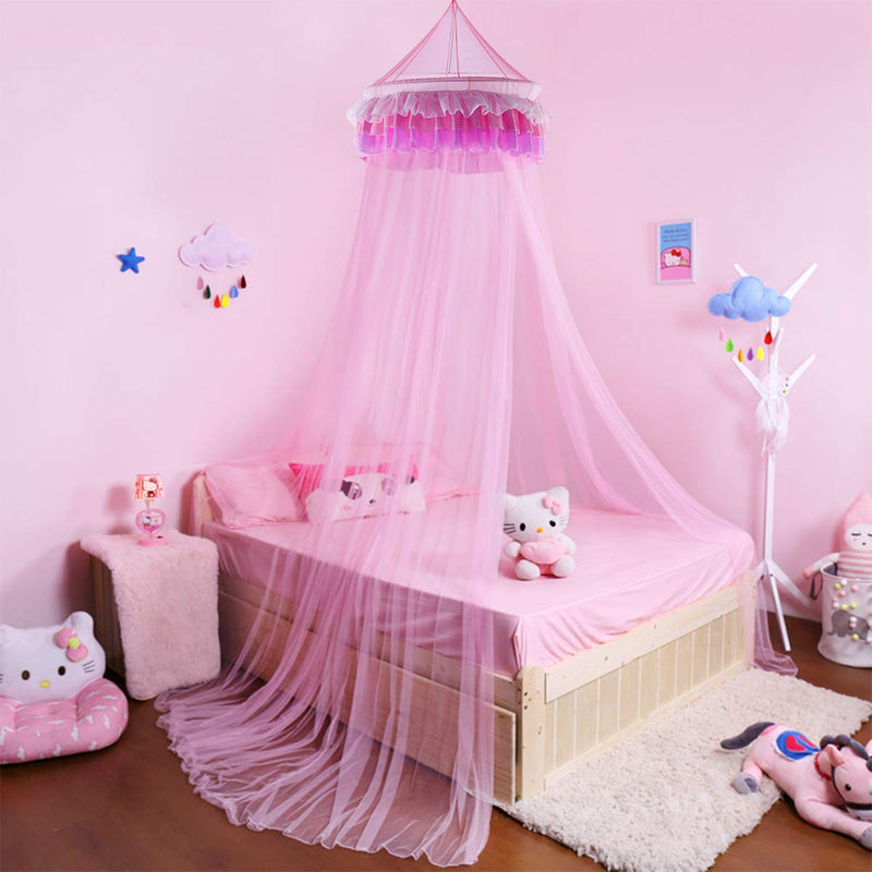 Load image into Gallery viewer, Princess Bed Canopy Netting Dome with Elegant Ruffle Lace
