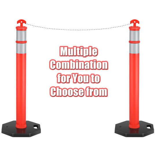 45" Delineator Post Cone, 6 Pack Traffic Cone Safety Barrier with 4" Reflective Collars - GoplusUS