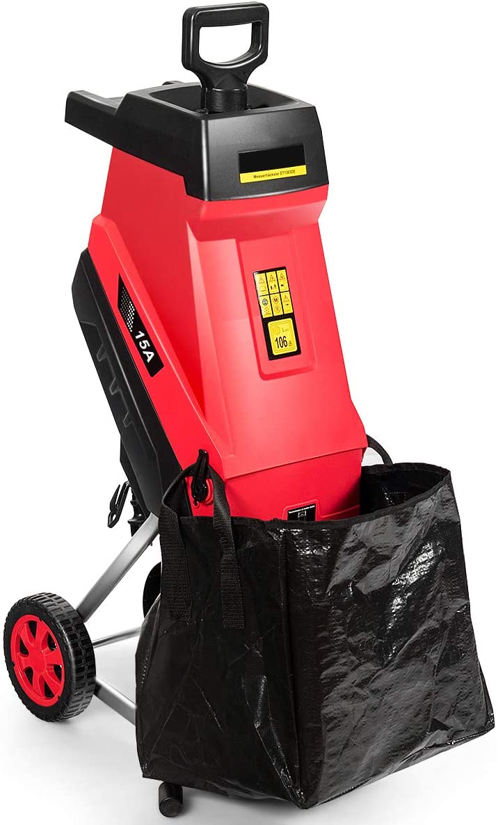 Load image into Gallery viewer, 15-Amp Electric Wood Chipper, Wheeled Garden Shredder - GoplusUS
