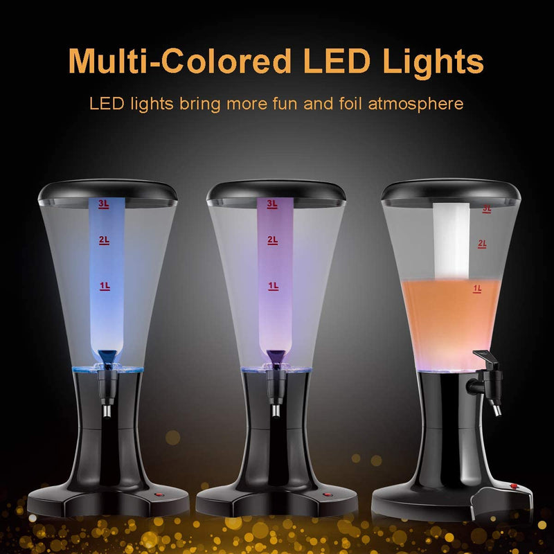 Load image into Gallery viewer, Beer Tower Dispenser 3L Cold Draft Beer Tower Beverage Dispenser with LED Lights &amp; Removable Ice Tube - GoplusUS
