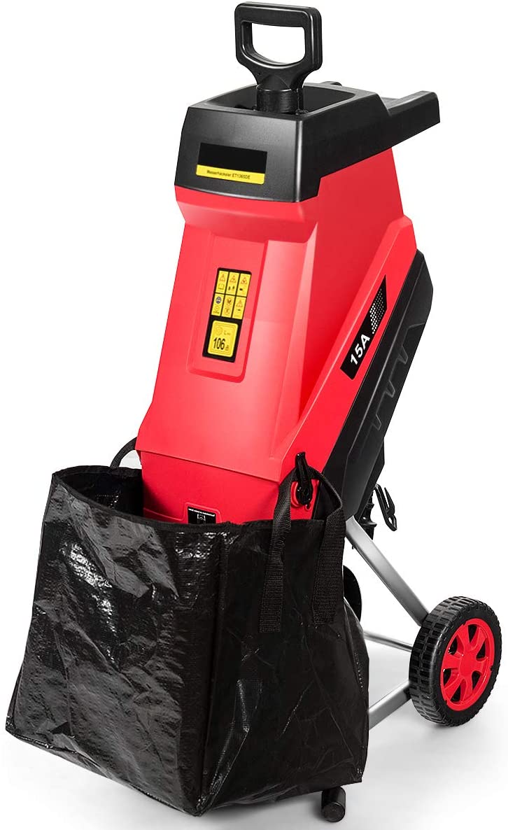 Load image into Gallery viewer, 15-Amp Electric Wood Chipper, Wheeled Garden Shredder - GoplusUS
