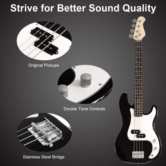 Electric Bass Guitar Full Size 4 String with Strap Guitar Bag Amp Cord - GoplusUS