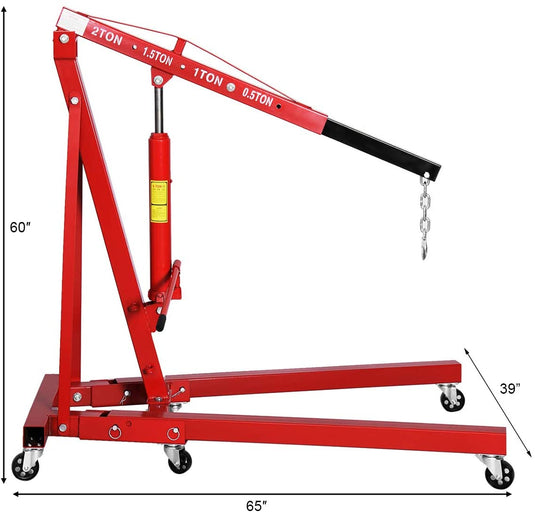 2 Ton Folding Engine Hoist Cherry Picker Shop Crane Hoist Lift - GoplusUS