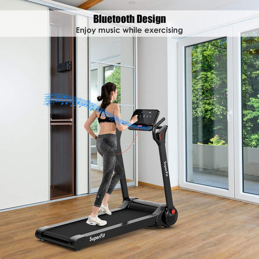 2.25HP Electric Folding Treadmill, Installation-Free Design with 8-Stage Damping System - GoplusUS