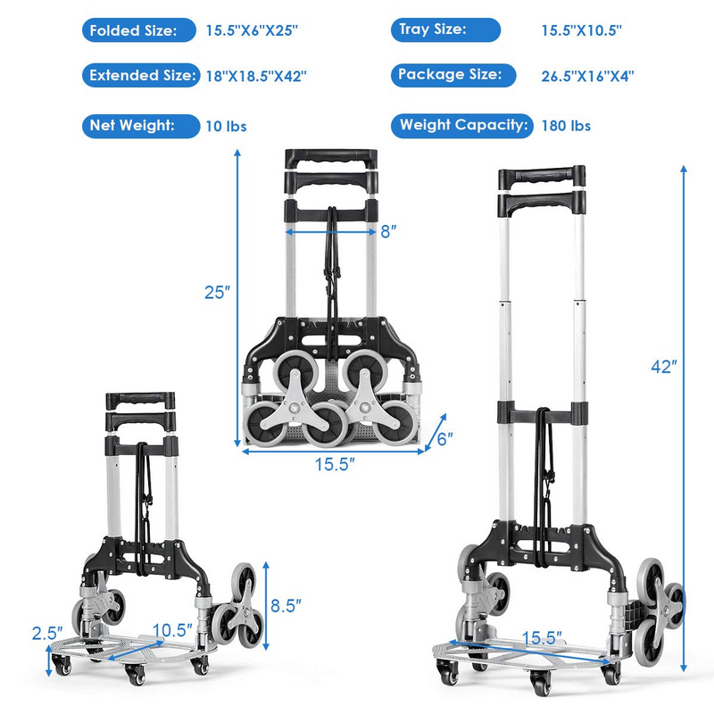 Load image into Gallery viewer, Goplus Stair Climbing Cart, All Terrain Stair Climbing Hand Truck with Bungee Cord, Heavy Duty with 6 Wheels - GoplusUS
