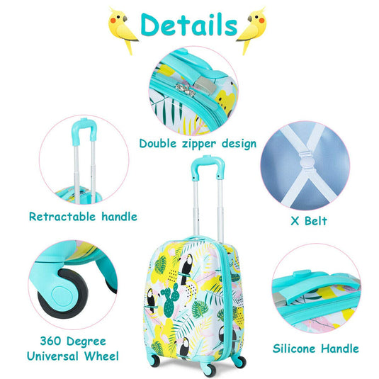 2PC Kids Luggage, 12" & 16" Kids Carry On Luggage Set - GoplusUS