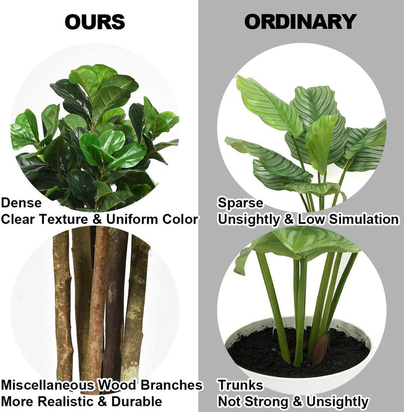 Load image into Gallery viewer, Fake Fiddle Leaf Fig Tree Artificial Greenery Plants in Pots Decorative Trees (5ft) - GoplusUS
