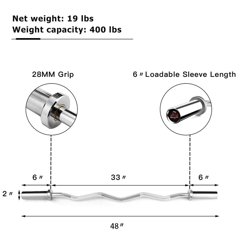 Load image into Gallery viewer, 400Lbs Olympic EZ Curl Bar for Strength Training, 48&quot; Solid Steel Barbell Weight Lifting Bar - GoplusUS
