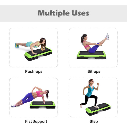Goplus 43'' Adjustable Fitness Aerobic Step Stepper Platform 4" - 6" - 8" Non-Stick Surface - GoplusUS