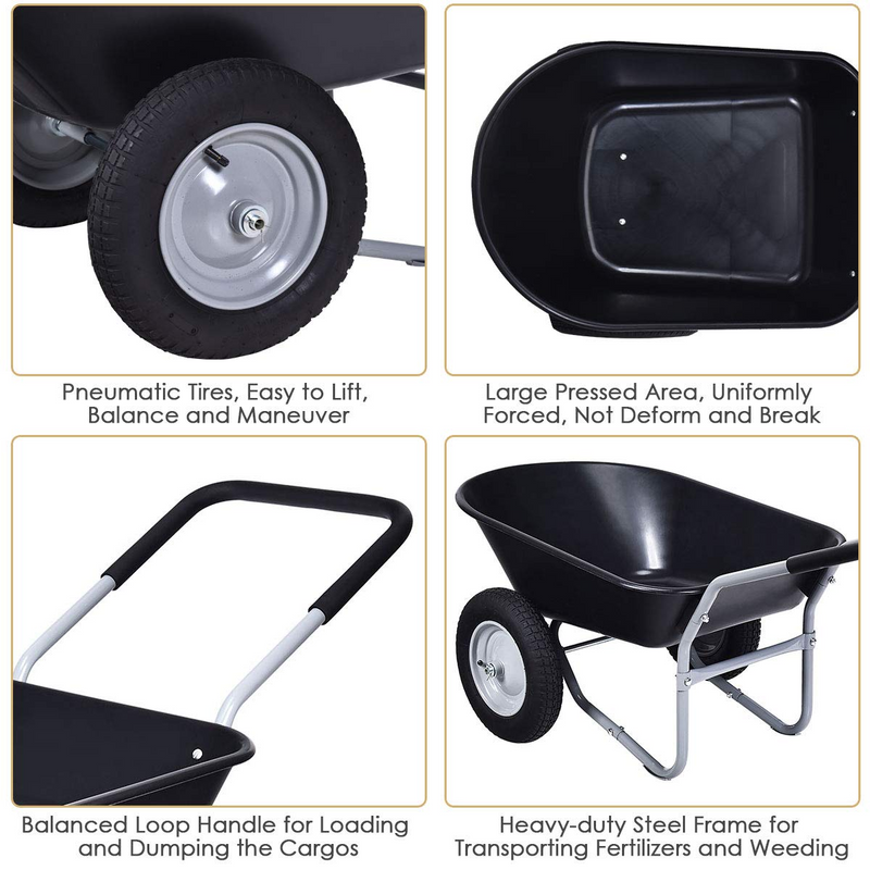 Load image into Gallery viewer, Goplus Dual Wheel Wheelbarrow, Heavy Duty Garden Cart, 330 lbs Capacity Utility Cart - GoplusUS
