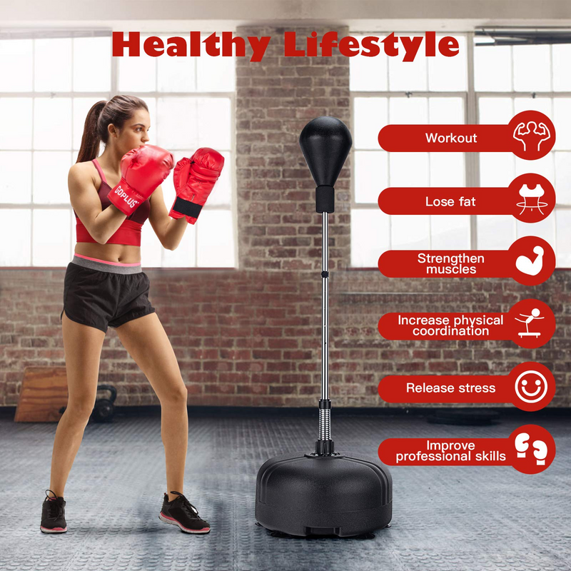 Load image into Gallery viewer, Goplus Punching Bag with Stand for Adults Kids, Freestanding Reflex Speed Bags with 55&quot; x 62.5&quot; Adjustable Height - GoplusUS
