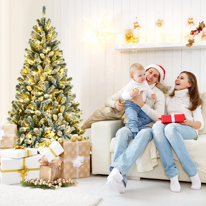 Load image into Gallery viewer, Goplus Snow Flocked Christmas Tree, Artificial Hinged Xmas Tree - GoplusUS
