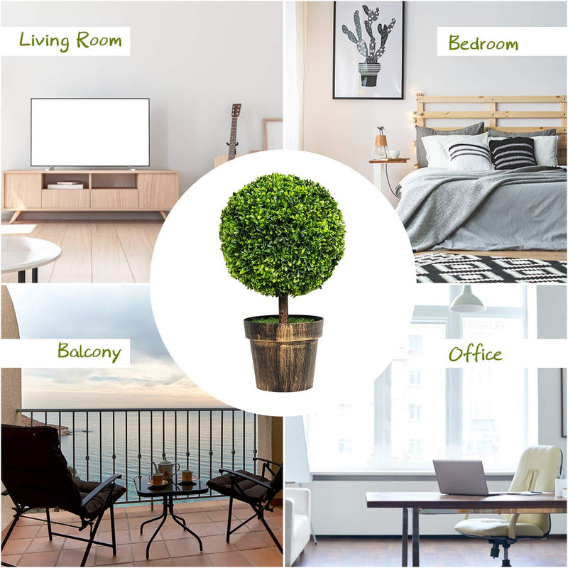 Load image into Gallery viewer, 22&quot; Artificial Ball Shaped Tree, Boxwood Tabletop Plant - GoplusUS

