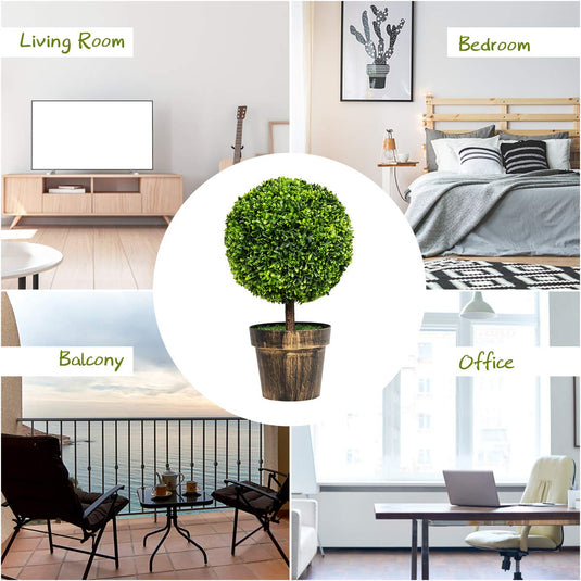 22" Artificial Ball Shaped Tree, Boxwood Tabletop Plant - GoplusUS