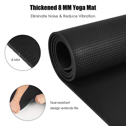 Large Yoga Mat, 7' x 5' x 8mm and 6' x 4' x 8mm with Straps - GoplusUS