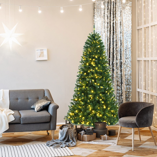 Goplus Christmas Tree, Hinged Remote Control Artificial Xmas Tree, Residential and Commercial Decoration for Indoor - GoplusUS
