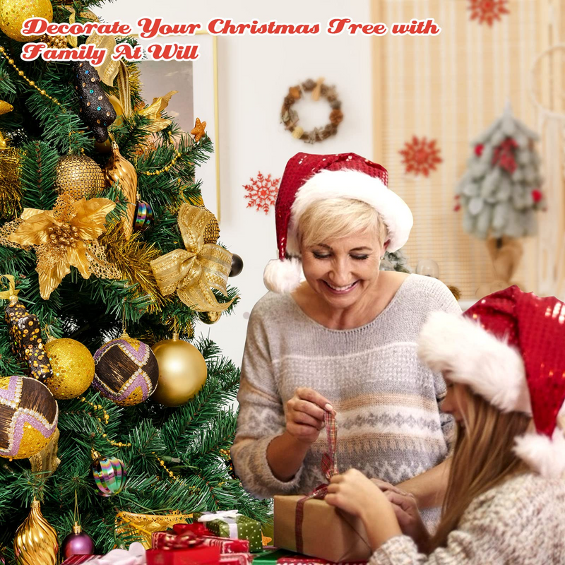 Load image into Gallery viewer, Goplus 7.5FT Pre-Lit Christmas Tree, Artificial Xmas Tree w/ 140 Golden Ornaments, 250 Replaceable LED Lights &amp; 1100 Branch Tips - GoplusUS
