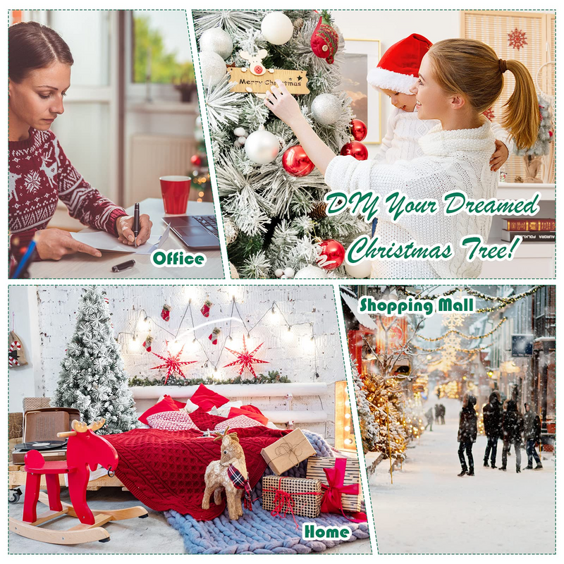 Load image into Gallery viewer, Goplus Snow Flocked Christmas Tree, Artificial Hinged Xmas Pine Tree,Pine Cone &amp; Red Berries - GoplusUS
