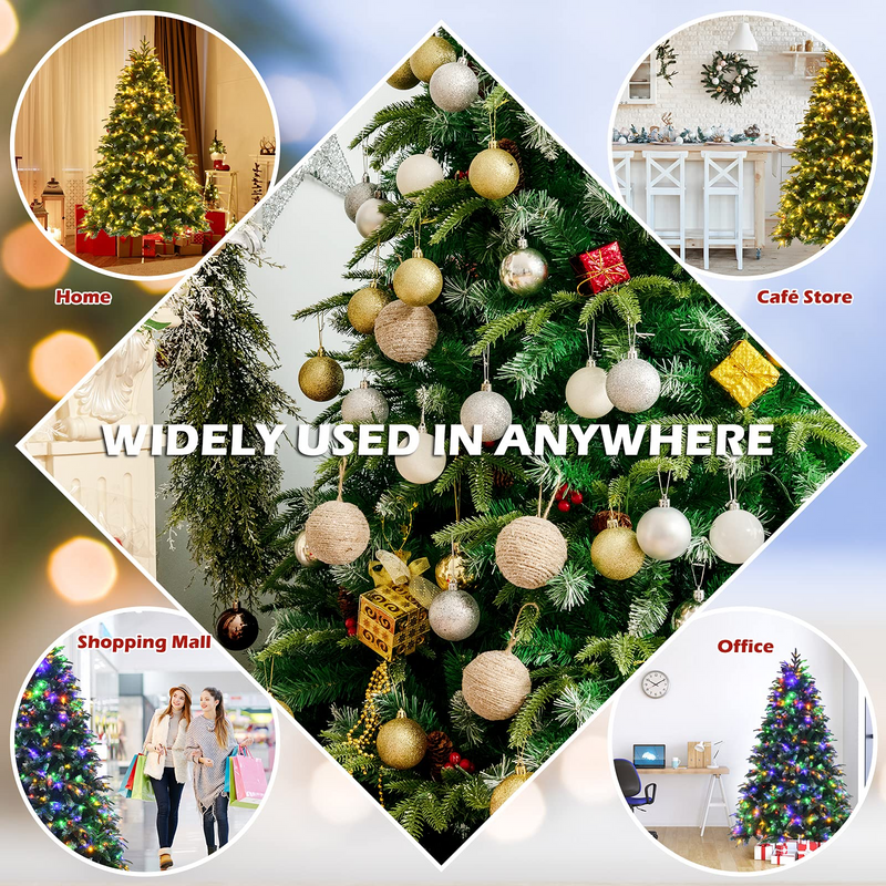 Load image into Gallery viewer, Goplus 7FT Pre-Lit Artificial Christmas Tree, Hinged Realistic Snowy Xmas Pine Tree W/ 450 Color Changing LED Lights, 11 Flash Modes - GoplusUS
