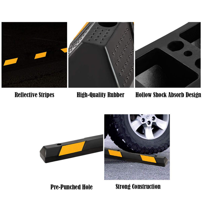Load image into Gallery viewer, Goplus Rubber Parking Curb, 72&quot; Heavy Duty Packing Block Parking Target with 8 High Reflective Yellow Safety Stripes - GoplusUS
