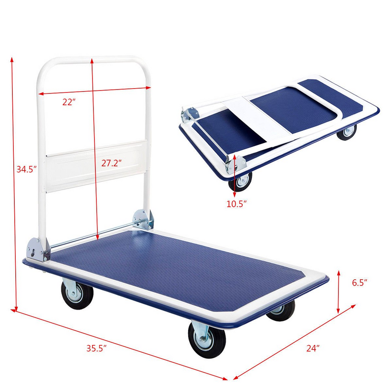 Load image into Gallery viewer, Goplus Folding Platform Cart 660 LBS Rolling Flatbed Cart - GoplusUS
