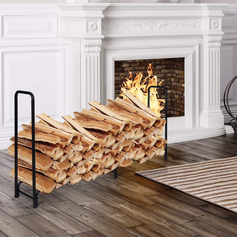 Load image into Gallery viewer, Goplus 8ft Firewood Log Rack, Outdoor Heavy-Duty Firewood Storage Holder w/Sturdy Steel Tubular Frame - GoplusUS
