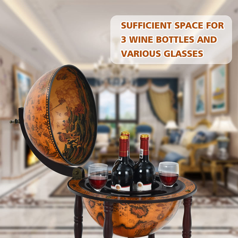 Load image into Gallery viewer, Tabletop 13&quot; Globe Wine Bar Stand, 16th Century Italian Nautical Chart Liquor Cabinet
