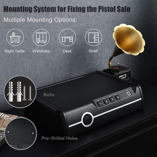 Gun Safe for 2 Pistols, DOJ Approved Pistol Safe - GoplusUS
