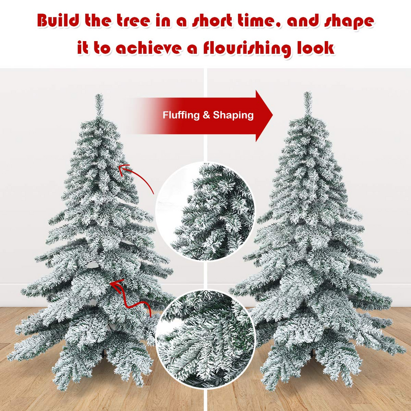 Load image into Gallery viewer, Goplus Snow Flocked Artificial Christmas Tree, Hinged Alaskan Pine Tree with Metal Stand, 100% New PVC Material - GoplusUS
