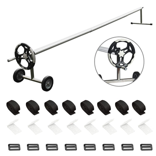 21FT Pool Cover Reel Set, Aluminum Pool Solar Cover Reel - GoplusUS