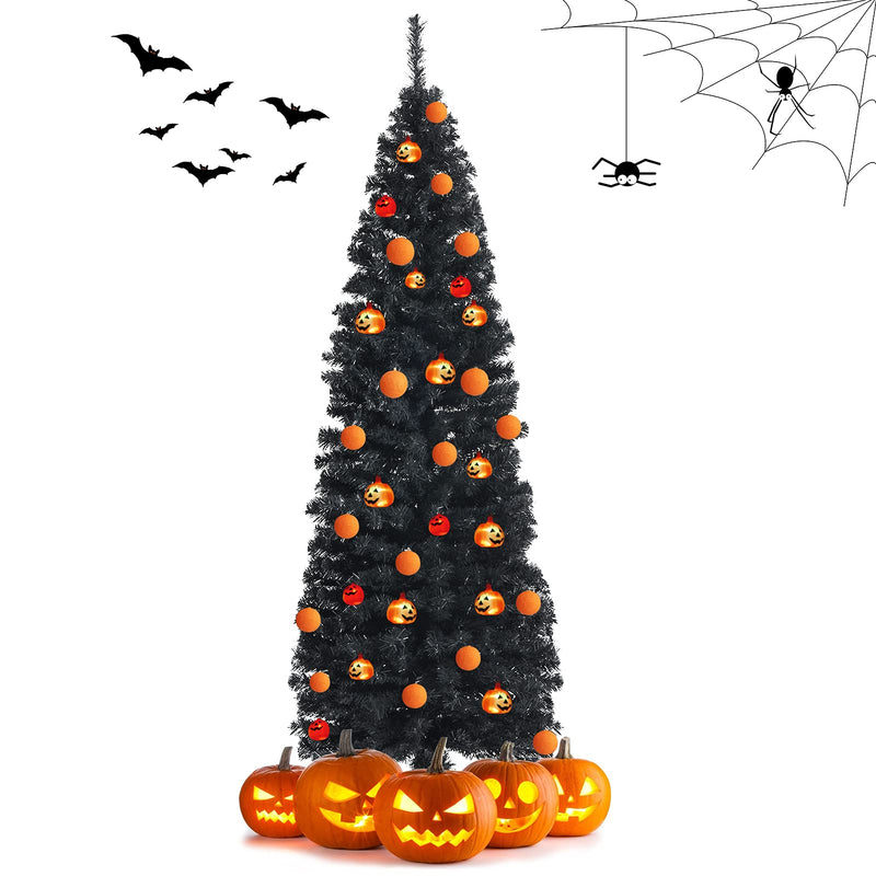 Load image into Gallery viewer, 6ft Blue Pencil Christmas Tree, Artificial Slim Tree - GoplusUS
