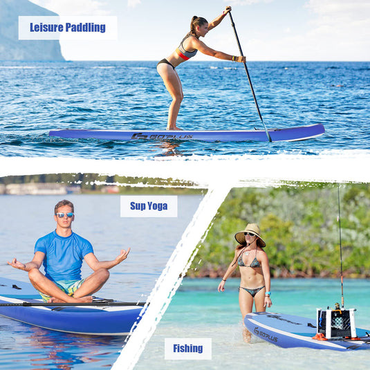 10.5/11FT Inflatable Stand Up Paddle Board, 6.5" Thick SUP with Carry Bag - GoplusUS
