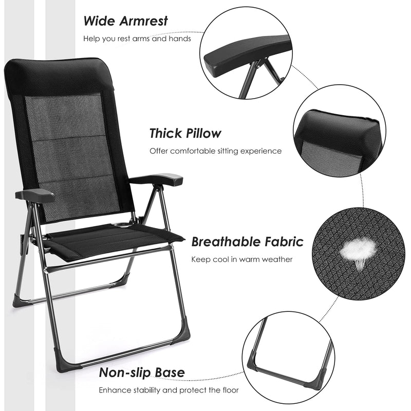 Load image into Gallery viewer, Folding Patio Sling Chairs, Portable Dining Chair with Headrest - GoplusUS
