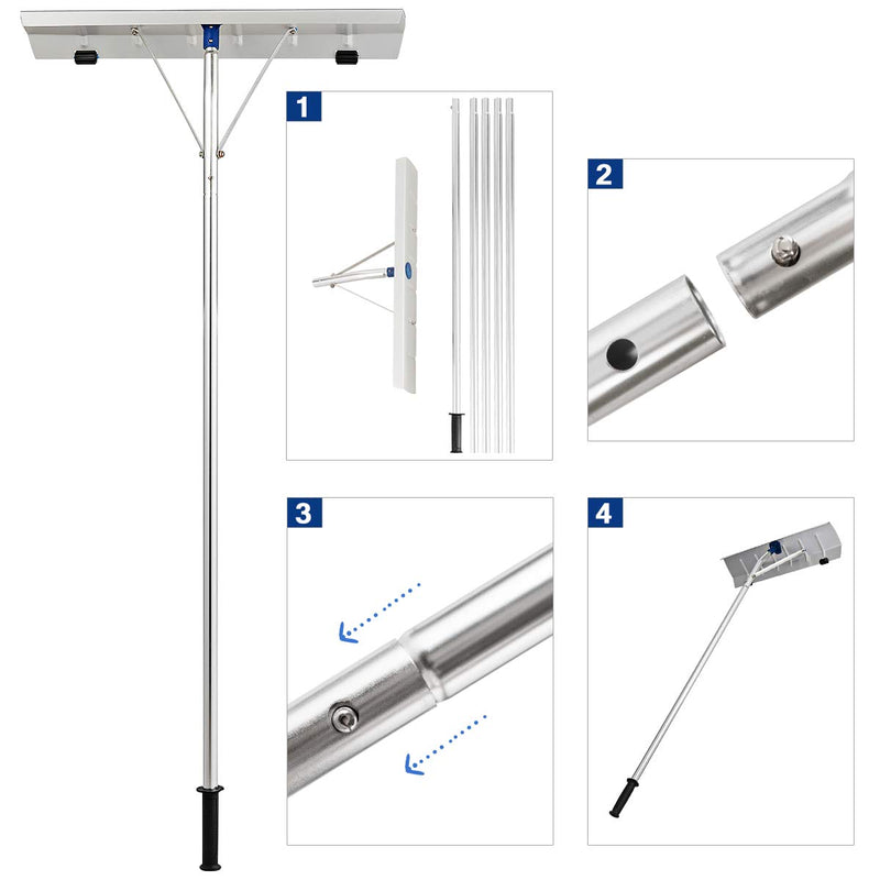 Load image into Gallery viewer, Goplus Aluminum Snow Rake, Lightweight Snow Removel Tool w/ 26 inch Width Blade (5ft to 20ft) - GoplusUS
