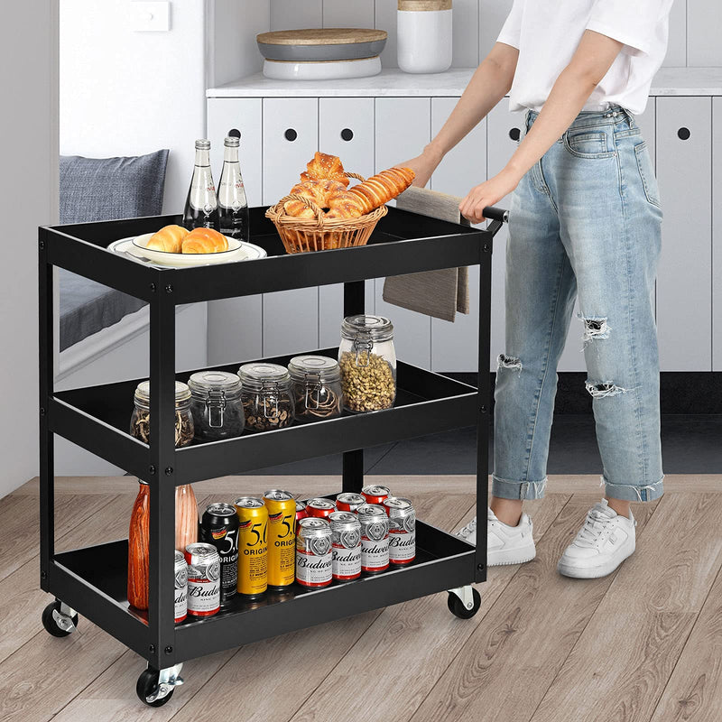 Load image into Gallery viewer, 3-Tier Utility Cart, Heavy Duty Commercial Service Tool Cart w/Lockable Wheels - GoplusUS
