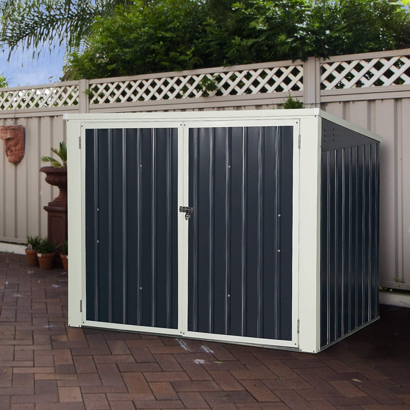 Load image into Gallery viewer, Outdoor Storage Shed 6&#39; x 3&#39;, Multi-Purpose Galvanized Steel Garbage Cans Box - GoplusUS
