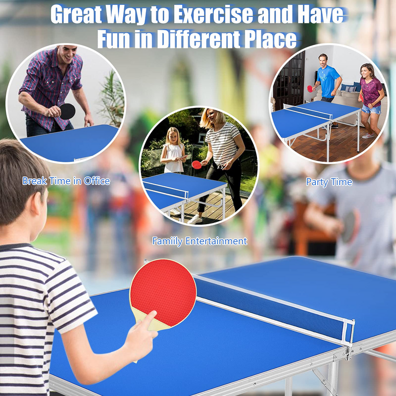 Load image into Gallery viewer, Goplus Portable Tennis Table, 100% Preassembled,2 Table Tennis Paddles and Ping Pong Balls - GoplusUS

